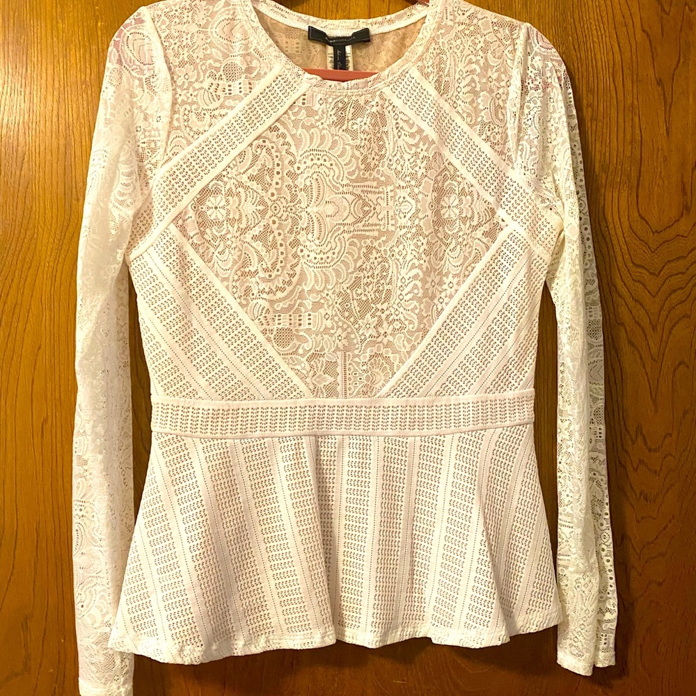 BCBGMaxazria peplum lace top